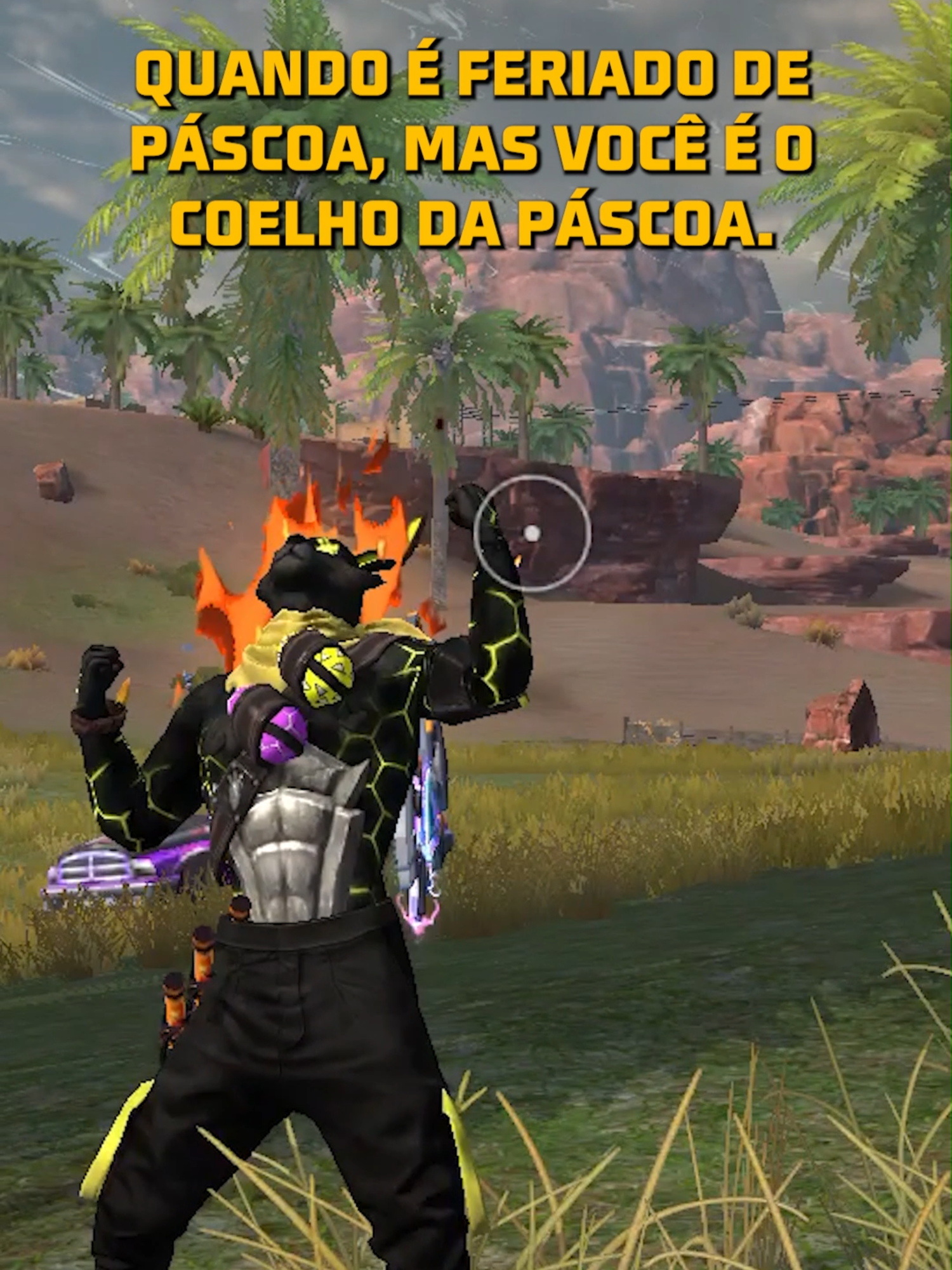 Feriado pra quem?! O Coelhão tá tão bolado, que nem chocolate tá adoçando o humor dele. 🤣 #FreeFire #FreefireBrasil #CoelhoRadiotivoFF #PáscoaFF