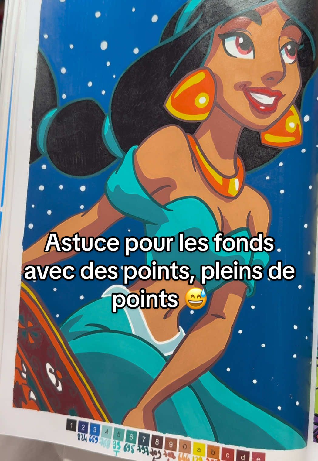 Petite astuce pour moins s’embêter lors des fonds avec des étoiles, des ronds, des tout petits contours à faire quoi 😅🖍️ #Coloriage #astuce #tuto #coloriagesmysteres #coloriagemysteredisney #jasmine #acrylic 