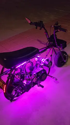 When you see that glow coming your way!🥰#pinkpanther #gts #minibike #killingthegame #criminals #criminalriderminibikelife #illusionviolet #ledlights #pink 