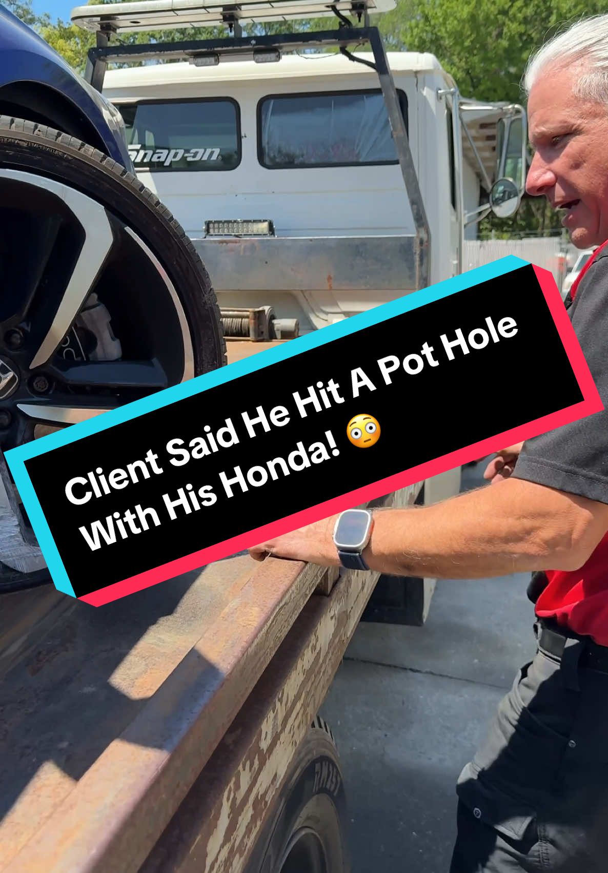 Wish we could’ve seen this pot hole… #mechanic #honda #fyp #foryou #automotive #viral #DIY #cartok 