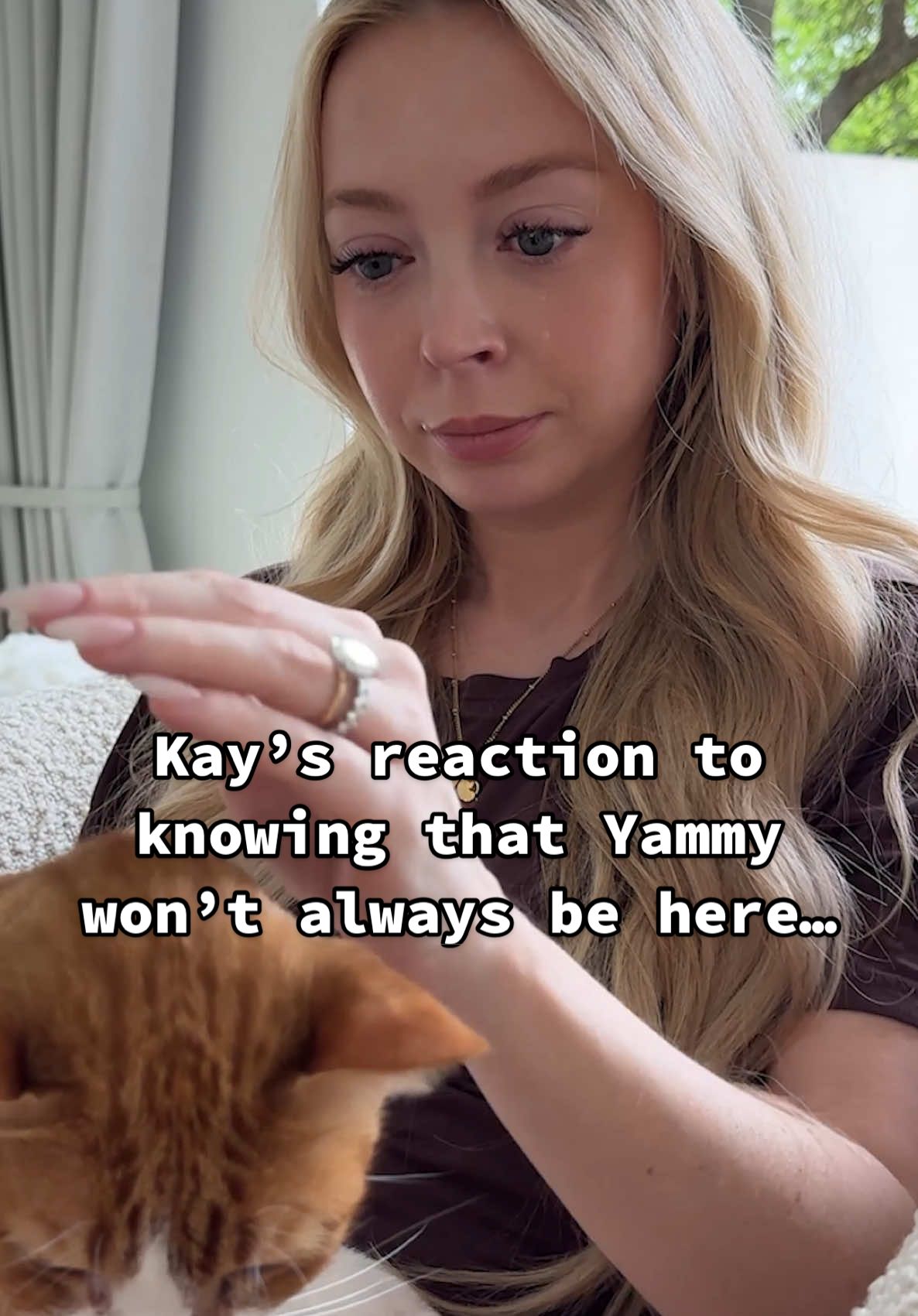 When kay started tearing up, I almost cried! 🥺❤️ backstory ::: Our cat Yammy has started to be a lot more affectionate since Kay got pregnant and regularly jumps up to cuddle with her. After I put Ellie down, I found Kay and Yammy cuddling, and kay looked sad. She said she felt bad because we have been so busy and she feels like she hasn’t been able to give enough love to Yammy. We rescued Yammy in 2018 as a kitten, and she has been on our adventures ever since. She’s about 8 years old now, and is a lot slower than she used to be. Kay is sad because she knows that one day Yammy won’t be here anymore… 🥺 It’s sad to think about, but we at least will have several good years with her! And she’ll be able to have lots of cuddles and love in the meantime! #kayandtayofficial #couples #relationships #pregnant #postpartum 