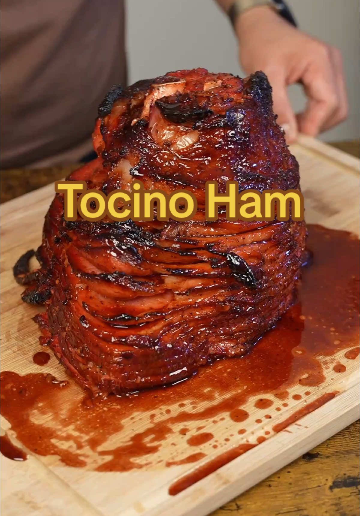 Tocino Ham Ingredients: Bone-In Spiral Ham  Tocino Marinade: 1 Cup Pineapple Juice 1 Cup Brown Sugar 12 cloves Garlic (diced) 2 Tbsp Black Pepper 2 Tbsp Soy sauce 4 Tbsp White Vinegar Red Food Coloring (around 10 drops) Instructions: 1. Make the marinade by mixing the ingredients listed above. 2. In a deep bowl, marinate your ham. 3. Bake for 40 minutes at 320 F. Then raise the temperature to 400 F and bake for another 15 minutes. 4. Enjoy! #easter #easterrecipe #eastersunday #easterham #ham #hamrecipe #tocinoham #tocino #filipinorecipe 