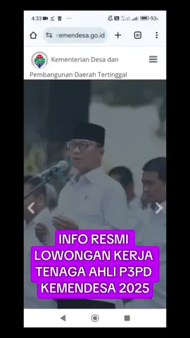 NFO RESMI LOWONGAN KERJA TENAGA AHLI P3PD KEMENDESA 2025 Tim penyelenggara Rekrutmen mengundang Bapak/Ibu yang memenuhi syarat untuk mengikuti proses rekrutmen terbuka pengisian kekosongan Tenaga Ahli Komponen 2 Program Penguatan Pemerintahan dan Pembangunan Desa (P3PD) di lingkungan Kementerian Desa dan Pembangunan Daerah Tertinggal. Info lanjut di website http://rekrutmenp3pd.kemendesa.go.id #pendampingp3pd #lowongankerja #kemendesa