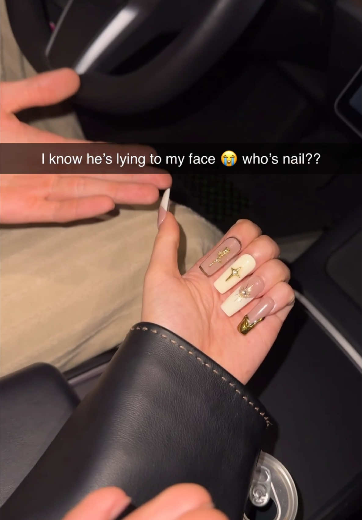 She has good taste 😅 do you think he’s lying? 👀🫢 #fyp #caught #cheating #lying #nails #nailart #couples ##nailinspo##boyfriend