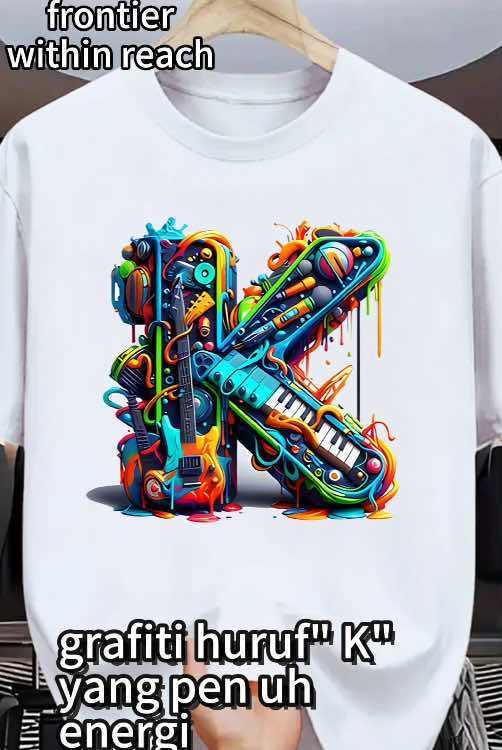 Kaos lengan pendek huruf “K”dengan gaya grafit yang penuh energi#Kaos #versi 