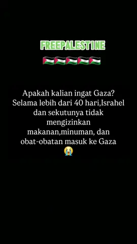 Apakah kalian ingat Gaza? Selama lebih dari 40 hari,Israel dan sekutunya tidak mengizinkan makanan,minuman, dan obat-obatan masuk ke Gaza 😭#bebaskanpalestina #freepalestine #freepalestine🇵🇸❤️ #freepalestine #foryoupageofficiall #for 
