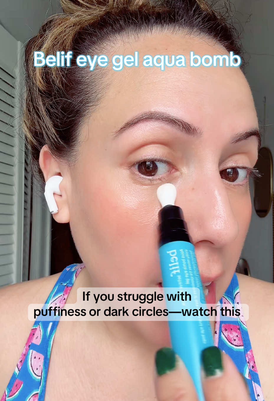 This eye gel does it all—brightens with vitamin C, tightens with caffeine, and cools like cucumber slices (minus the mess). Belif Aqua Bomb Eye Gel @belif USA #undereyebags #undereyecircles #eyecream #eyegel #undereyes 