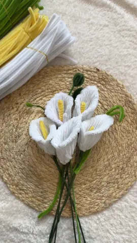 Calla Lily Flower Tutorial 🤍🤍 #flowerturorial #handmadeflowers #fuzzywireflowers #tutorial #callalily #callalilytutorial #pipecleaners #flowerbouquet #SmallBusiness #pipecleanerflowertutorial   Pipe cleaners flowers 🌺 