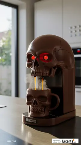 Skull Coffee Maker 💀☕️ Link in bio ! Brew your coffee with an edgy twist using this skull-shaped coffee maker. Perfect for those who like their mornings as bold as their style! ✨🔥 #CoffeeMaker #SkullDesign #Luxarts #CoffeeLovers #UniqueKitchen #BoldVibes