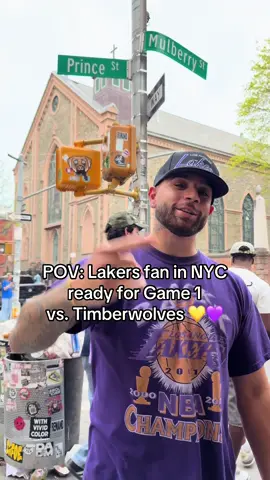 think s**t changed cause i moved to NYC? i’ma make sure it’s drippin’ purple and gold in these SOHO streets! LETS GO LAKERS 💛💜 #lakers #losangeleslakers #lakersbasketball #lakeshow #losangeles #nyc #lebronjames #lukadoncic #NBA #nbaplayoffs 