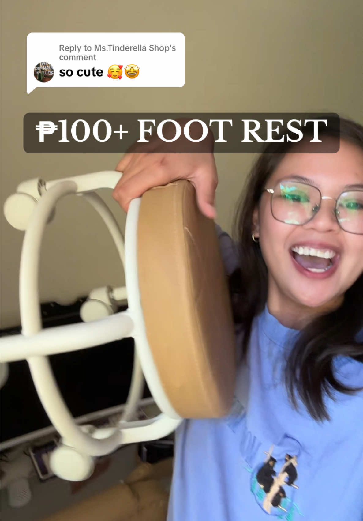Replying to @Ms.Tinderella Shop foot rest or mini chair for kids? Pwedeng pwede! For only ₱100+ super tibay na at may cushion pa! 🙈 #footrest #footstool #rollingchair #footrestwithwheel #mobilefootrest #minichair #minichairforkids #footrestforwork #footrestchallenge #affordable 