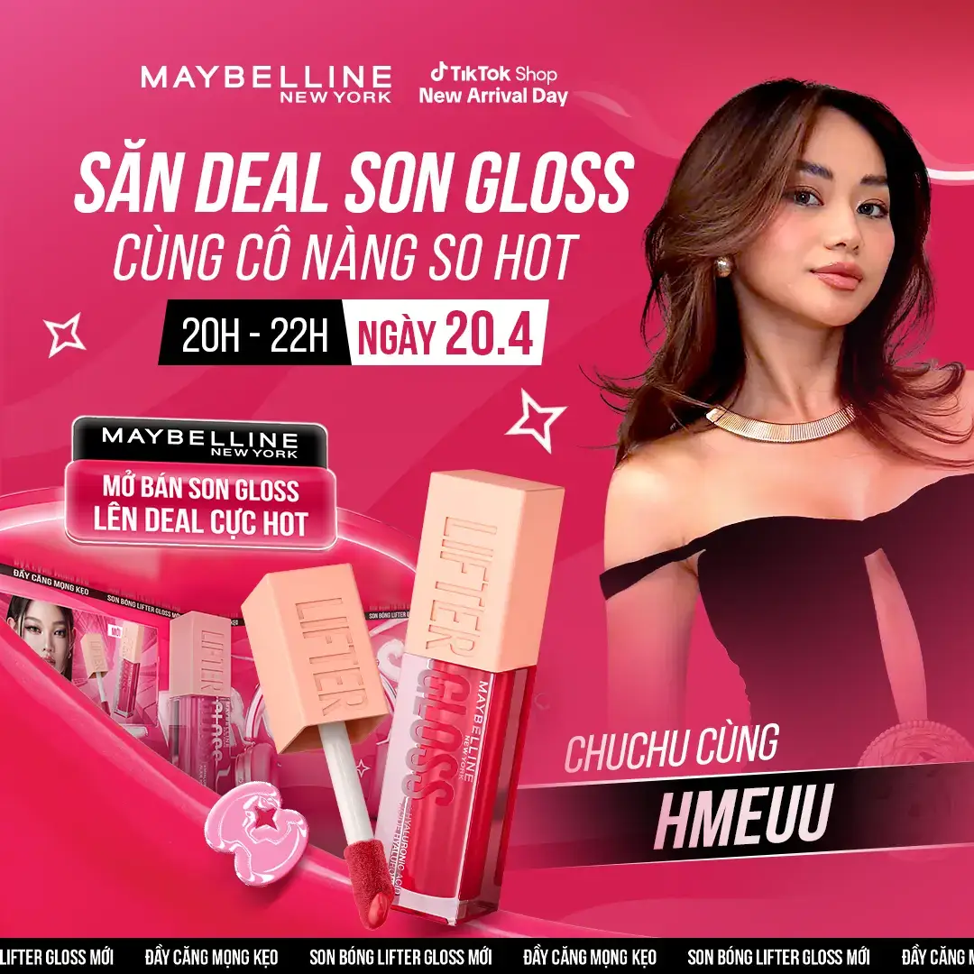 Đón xem ngay vào lúc 20H hôm nay 20/4 cùng HMEUU săn deal hời nha 🥰🤗 #maybelline_vn #maybelline #maybellineliftergloss #sonbongliftergloss #liftergloss #muataitiktokshop 