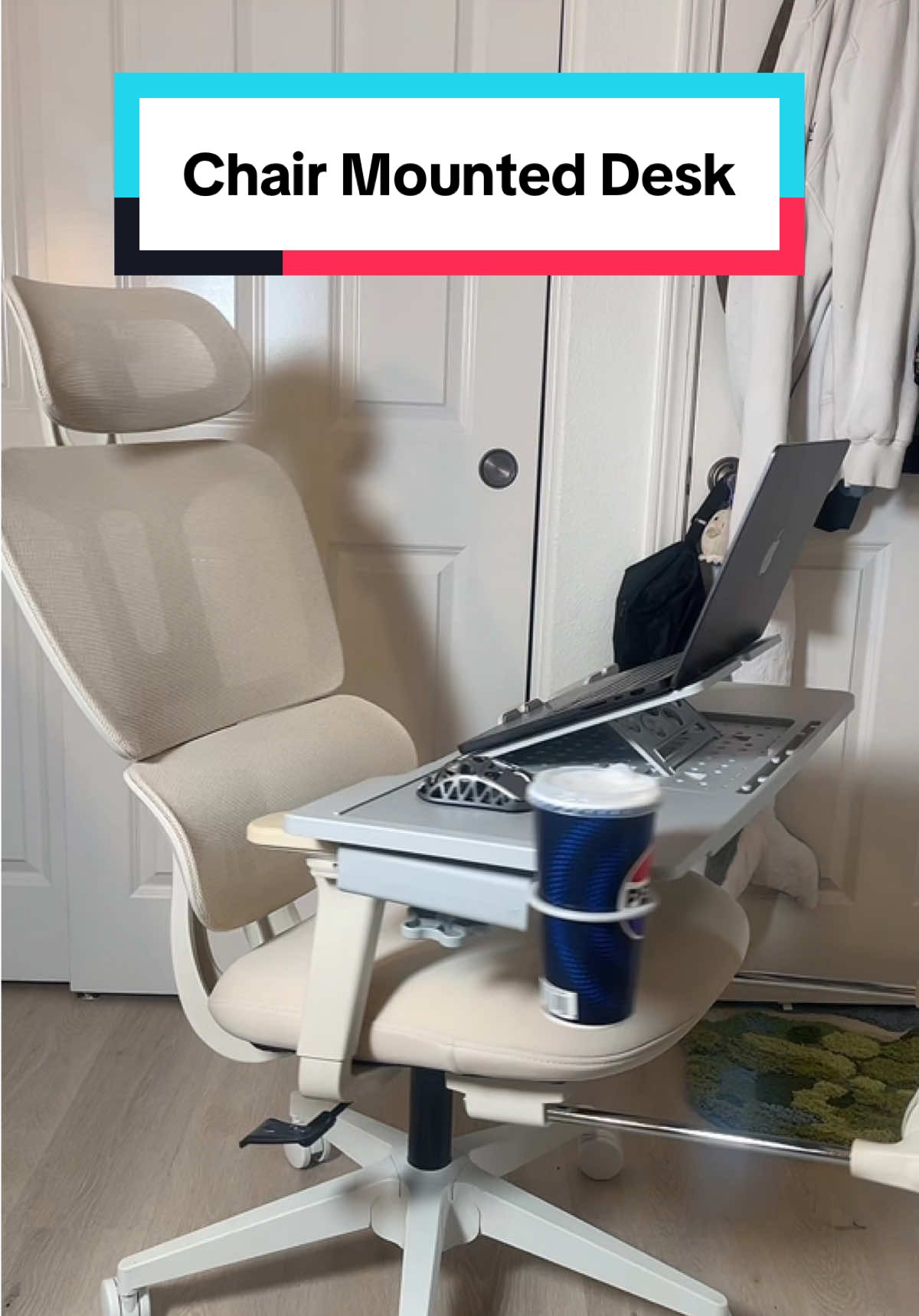 If you work from home, this chair mounted desk/workstation is the perfect way to ensure that you retain good posture in your ergonomic chair!! Definitely one of my fav TikTok shop experiences. #chairdesk #wfh #workstation #ergonomic #newtral #ergonomicdesk #newtraldesk 