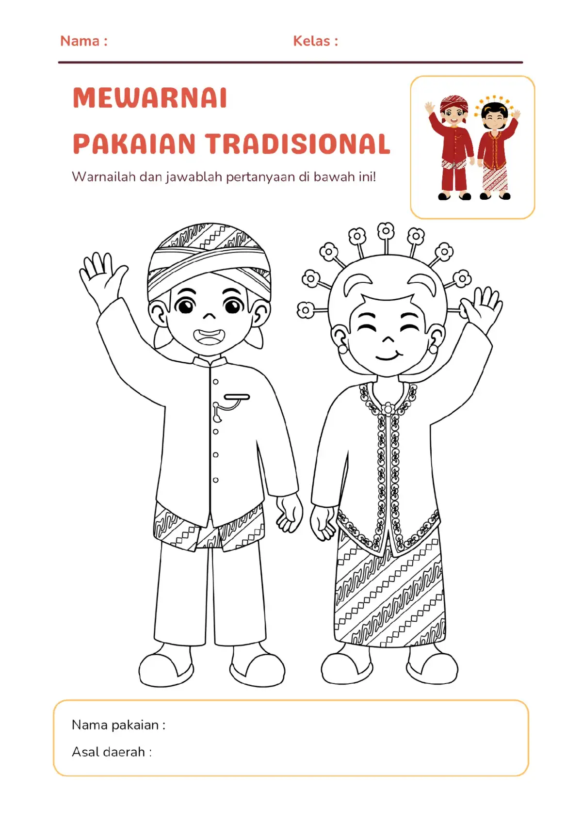 Yuk, ajarkan budaya Indonesia sejak dini! Worksheet ini cocok banget buat anak-anak mengenal dan mewarnai pakaian adat Indonesia sambil belajar asal daerahnya. Bisa dipakai di kelas atau di rumah. Download gratis dan seru banget buat aktivitas belajar sambil bermain! Link https://drive.google.com/file/d/14gFYf718KldhJa72GmA59OfjXq--69V9/view?usp=drivesdk #worksheetanak #pakaianadat #belajarsambilbermain #mewarnaianak #temabudaya #tugasTK #aktivitasPAUD #sd #mewarnai #belajaronline #pakaiantradisional #worksheetgratis #idekegiatananak #tiktokguru #tiktokedukasi #mewarnai #sekolahdasar 