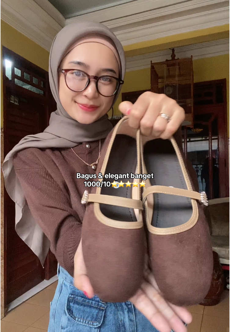Warna brown bagus banget✨ #sherenflatshoes #deliwafa #deliwafastore #deliwafashoes #shoes #sepatuviral #flatshoes 
