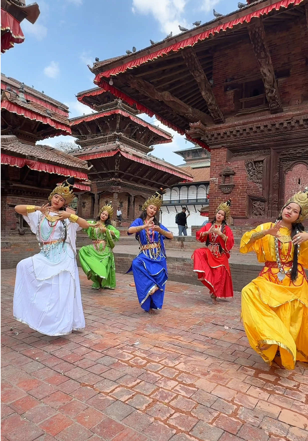 The Pancha Buddha or 'Five Buddhas' are Vairochana, Akshobhya, Ratnasambhava, Amitabha and Amoghasiddhi. Each of these transcendental Buddhas has his particular color, posture, direction and insight. Pancha Buddha hold a special place in Nepalese Buddhism.🙏 ( Charya Nritya, Dance)#fyp #n_ams #dance #culture #culturaldance #tradition #newar #newari #charya #charyadance #panchabuddha #nepal 