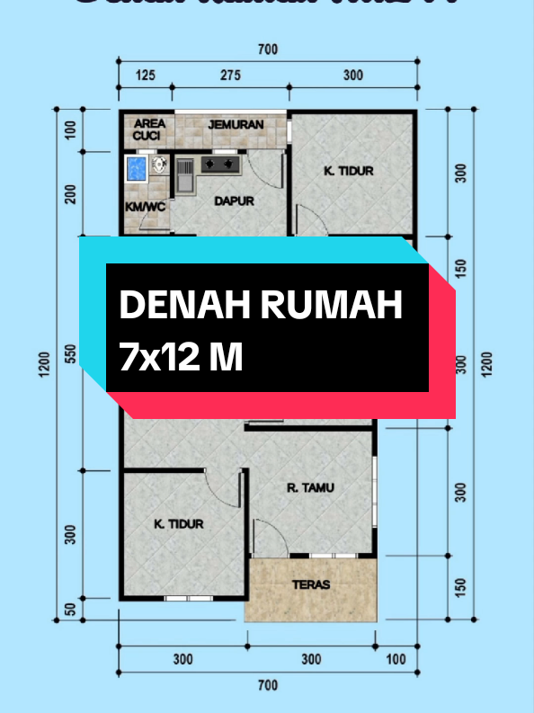 Membalas @syamsuriadi77 DENAH RUMAH 7x12 M @.atikah6 @kangsom931  #denahrumah  #denahrumahminimalis  #rumahminimalis  #rumahsederhana  #thewinnerarchitect 