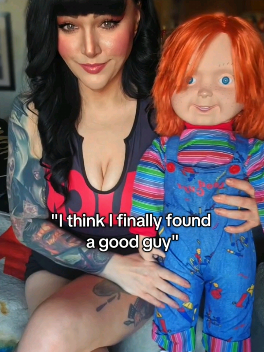 Whoever is writing my love story is on brand with my love of horror #chucky #childsplay #horrortok #goodguy #relateable #heartbreak 