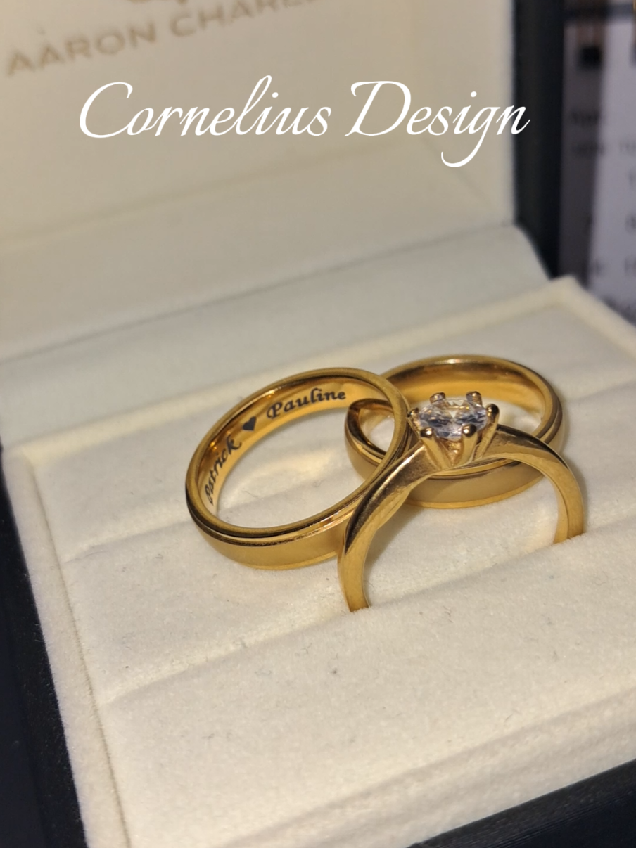 Bestselling design! 🤍take a look at this non-tarnish, non-fading, and hypoallergenic wedding rings + engagement ring with free name engrave & box!!! 🫶🏻💍💍💍💫 Php 999 only!!! (prices may change depending on seller's dexision) #ring #wedding #weddingring #couplering #engagementring #couplegoals #Relationship #aaroncharles #fyp #viral  #creatorsearchinsights 