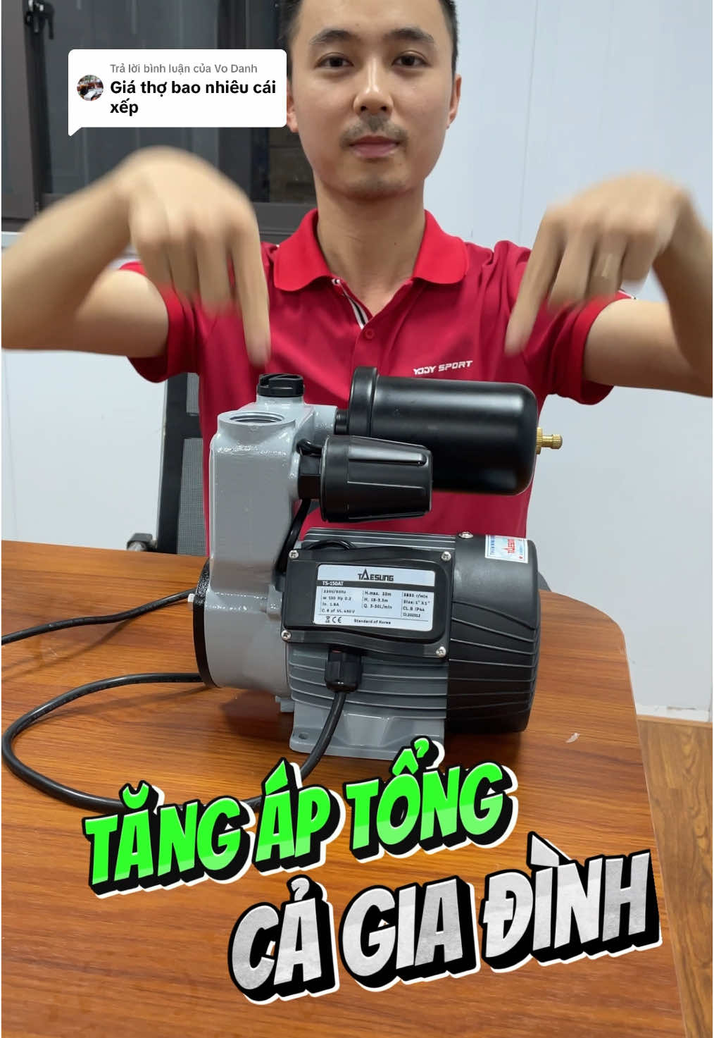 Trả lời @Vo Danh Bơm tăng áp Tổng cho cả nhà Taesung TS-150AT công nghệ Hàn Quốc 150W chạy êm, rơ le điện tử, lõi đồng, chế độ tự động #bomtangap #teasung #tangaptong 