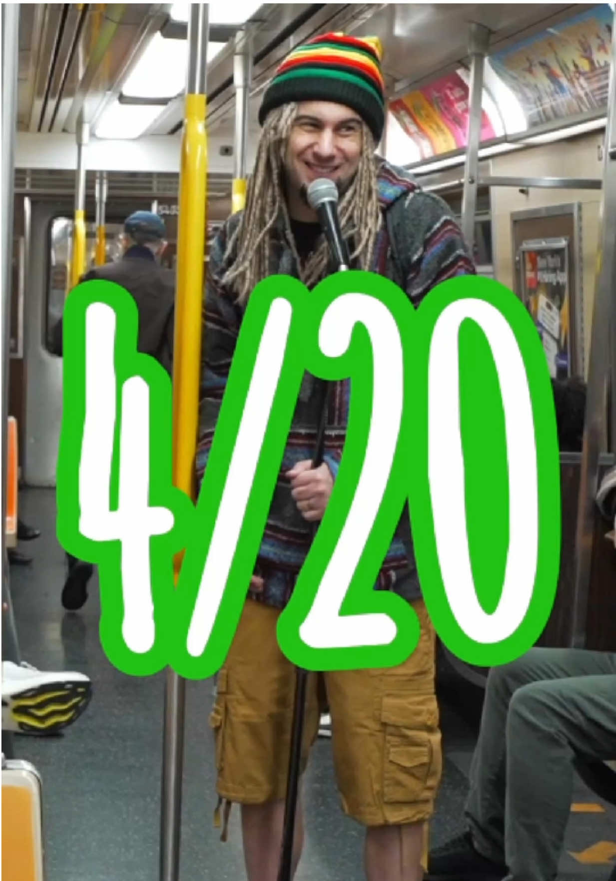 A fun guy does stand up on the subway. #comedian #flower 