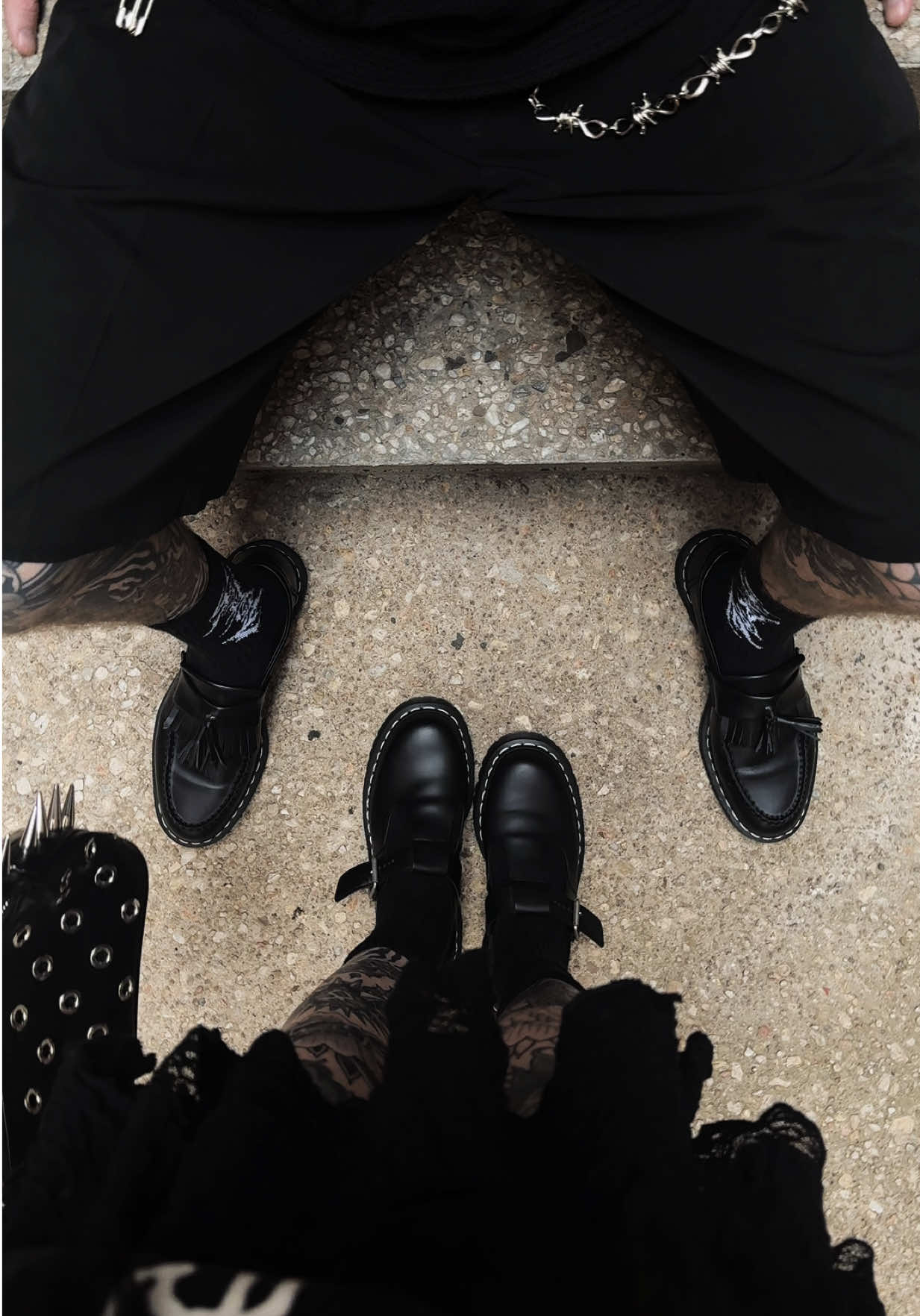 His and hers 🥀 #OOTD #elderemo #girlswithtattoos #alttok #altfashion #tattoos #tattooedcouple @REAPER BOY 
