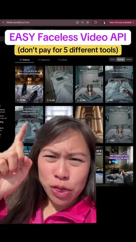 Automate your faceless videos with ONE simple Blotato API call. Make and n8n templates coming soon! I decided to orient the faceless video API around viral video templates, since these are what people are trying to make anyway. I also want to add more professional style video templates so hit me up if this is an area you’re super interested in.  - how to automate faceless video creation? - the best API for faceless AI videos?  - example of faceless automation?  #ai #aitools #automation #n8n #faceless #aivideo #aivideos #sabrinaramonov  #greenscreen 