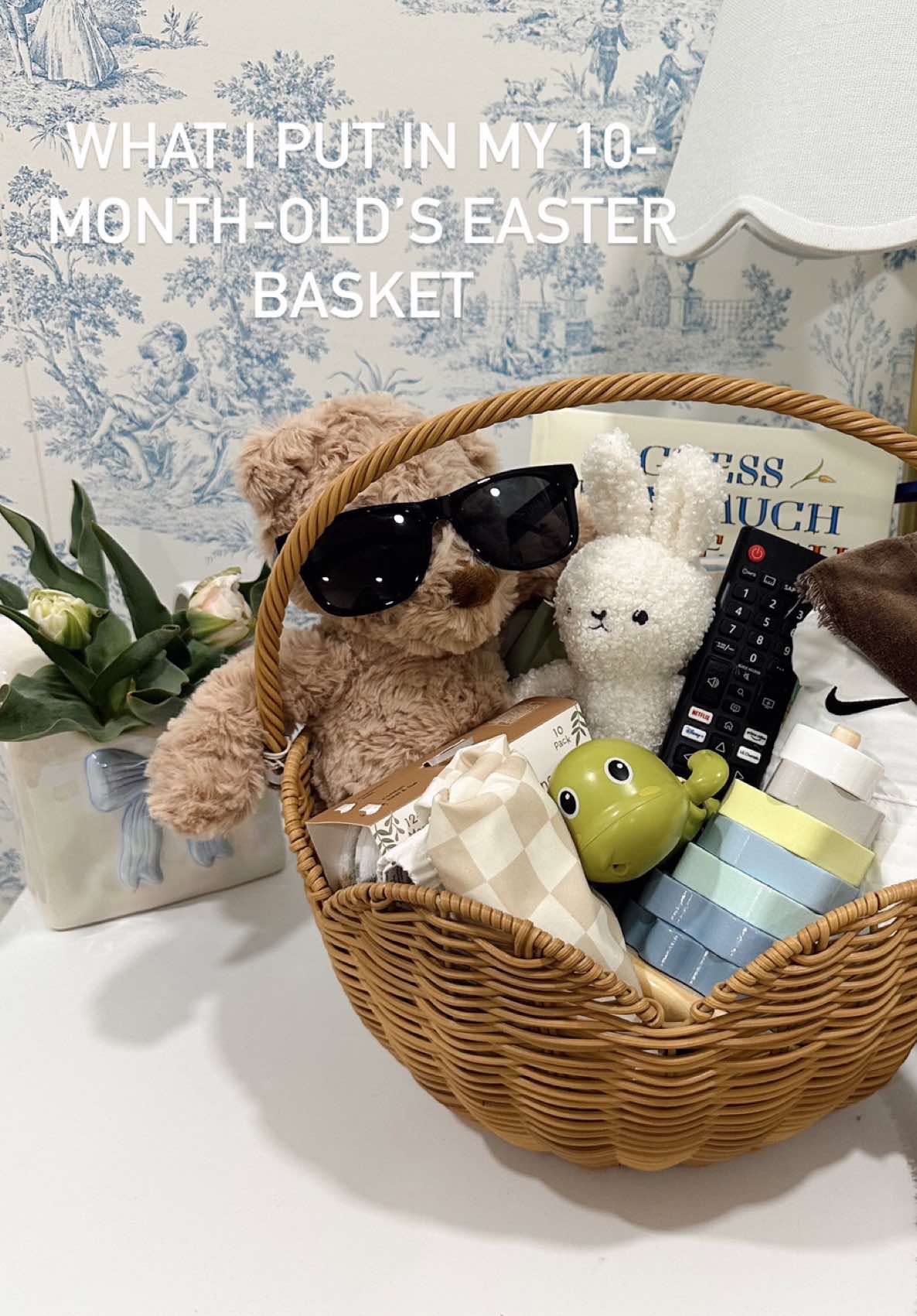 Let’s face it, he really only wants the last item 😂  @Nike @Noodle & Boo, LLC @SpearmintLOVE @H&M @HomeGoods @TJ Maxx @Marshalls @Amazon  #easterbasket #easterbasketforbaby #babysfirsteasterbasket #babiesfirsteaster #easterbasketstuffers  
