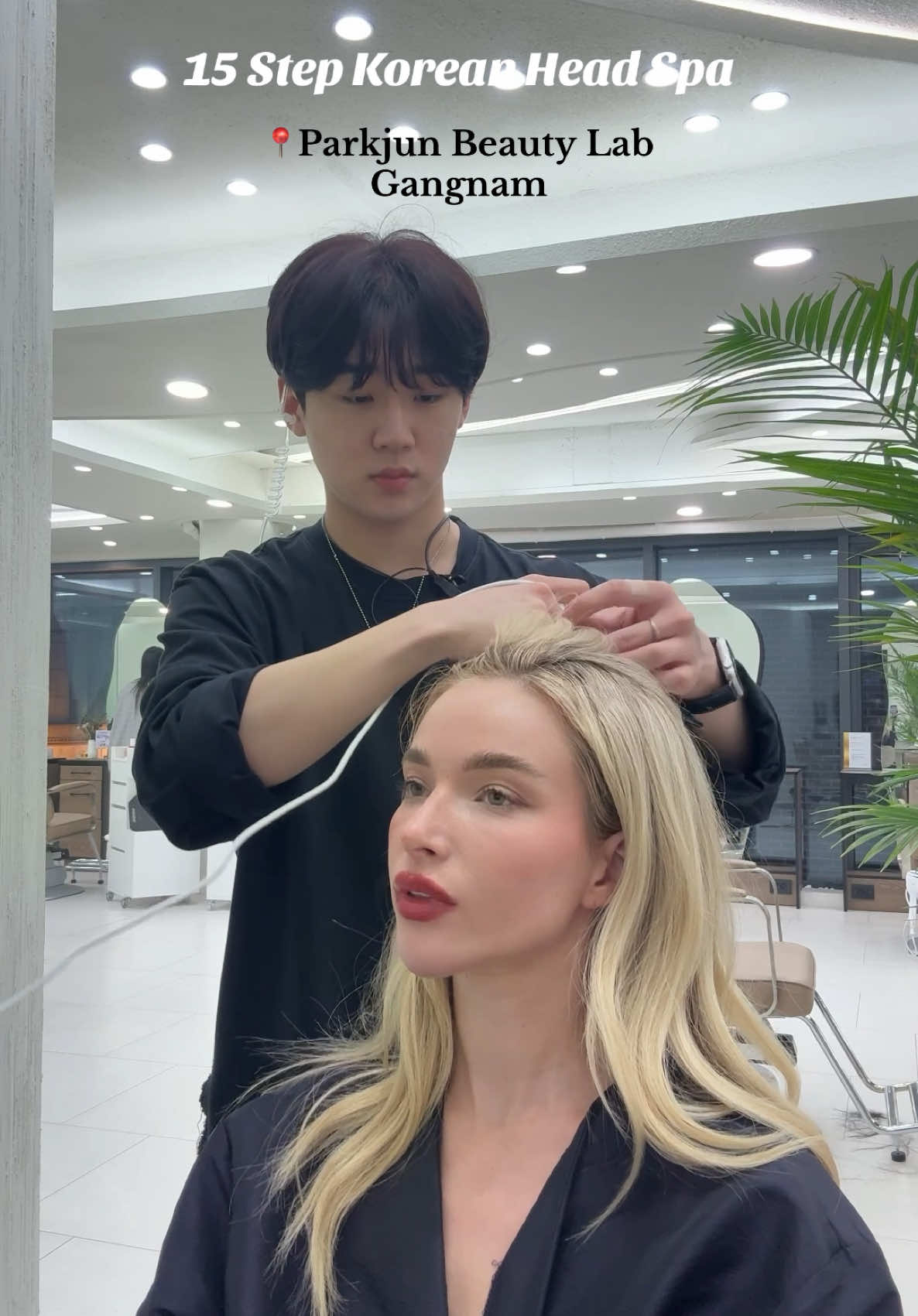 had to try a head spa while I’m in Korea @박준뷰티랩 강남점 Parkjun Beautylab #fy #foryou #korea #kbeauty #koreanheadspa #seoul #hairtreatment 