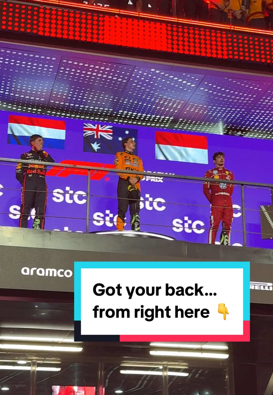 we’re never toooooo far away 😋 #f1 #formula1 #saudiarabiangp #oscarpiastri #maxverstappen #charlesleclerc 