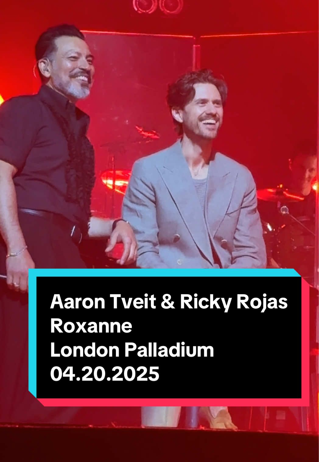 Aaron Tveit and Ricky Rojas perform Roxanne (movie version) at London’s Palladium April 20, 2025. Kamila Bydlowska on violin #aarontveit #rickyrojas #moulinrouge #moulinrougemusical #musical #broadway #westendtheatre 