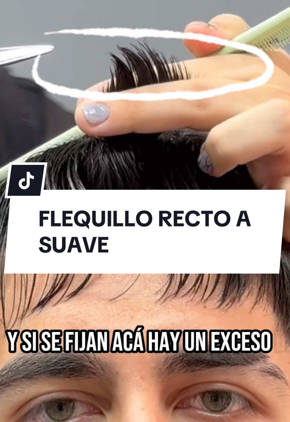 Hola! Aquí te explico cómo pasar de un flequillo recto a uno más suave  #barbereducation #barbertips #barbertutorial #barber #hairtips #flequillo #viral 