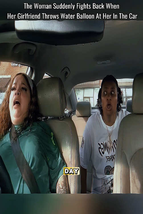 The Woman Suddenly Fights Back When Her Girlfriend Throws Water Balloon At Her In The Car 😱 #Relationship #pouring #couples #quarrel #arguments #FYP #mentality #emotional 