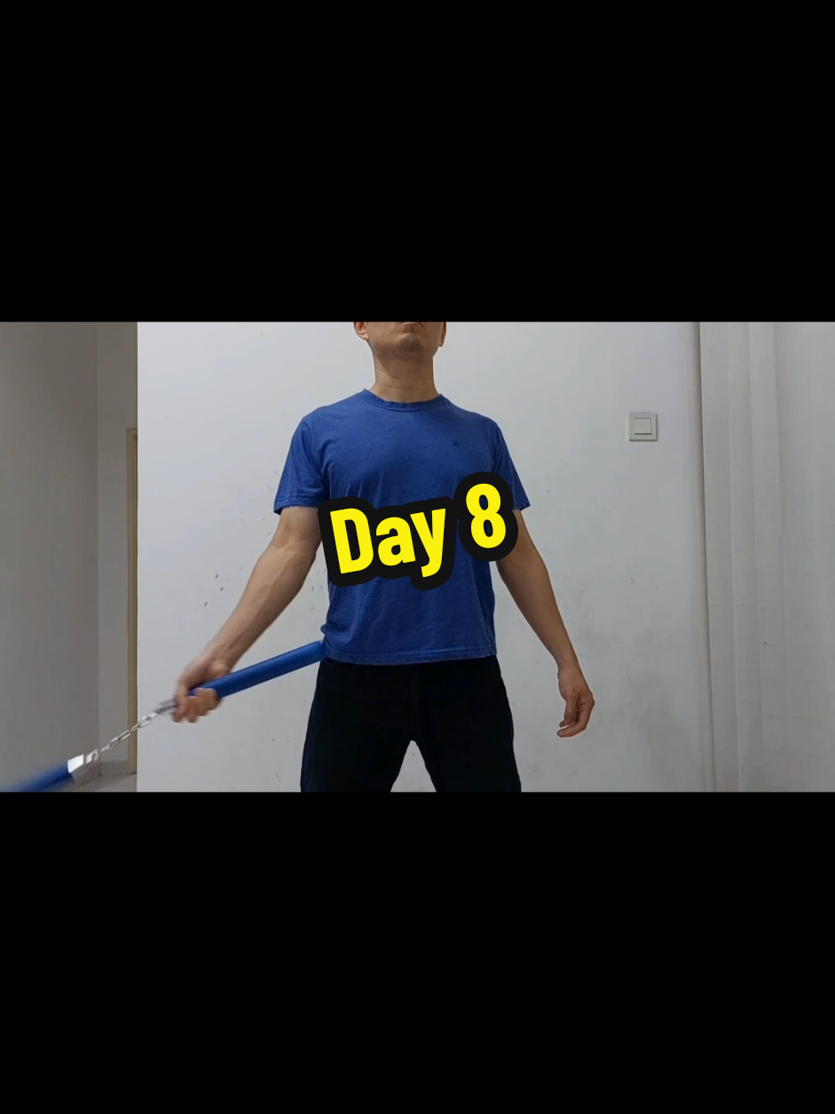 Day 8 The backward spin is killing my wrist… Today we practiced the figure-8 spin again. Instead of doing it in front, this time doing it at the side of the body. #nunchakuskills #nunchucks #nunchaku #brucelee #nunchakumalaysia #tiktokmalaysia 