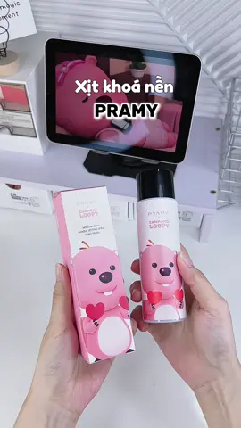 Xịt khoá nền Pramy phiên bản Loopy siêu cưng. Chai 100ml. Trắng : da khô Đen : da dầu  #pramy  #xitkhoanen #xitkhoamakeup 