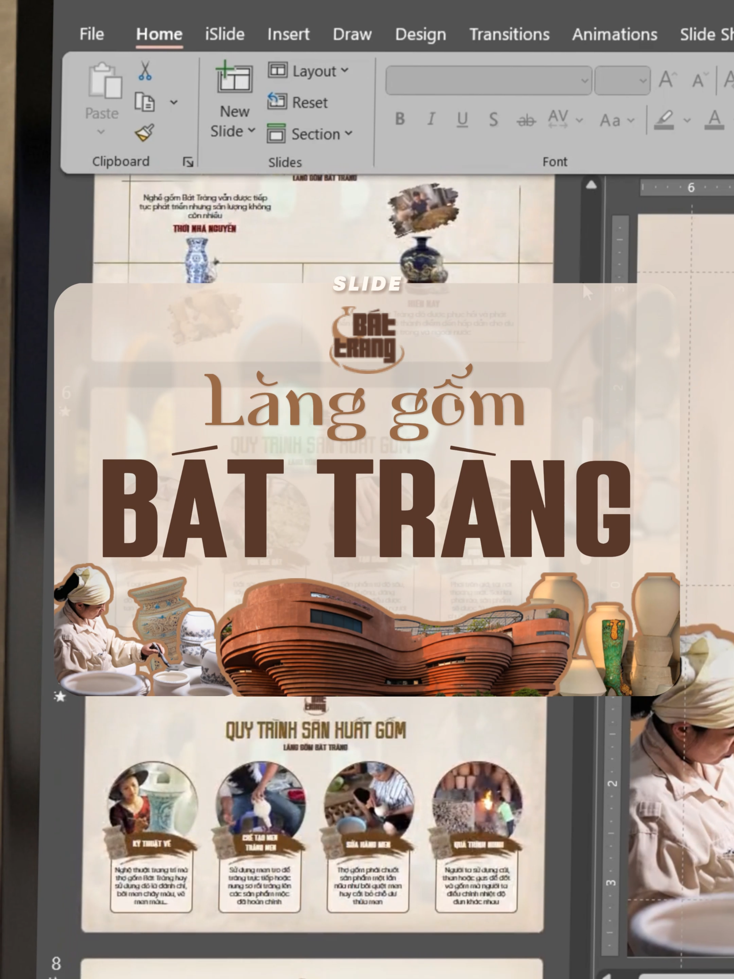 Mẫu Slide Làng gốm Bát Tràng - một trong những làng nghề truyền thống lâu đời của Việt Nam, nổi bật với những sản phẩm gốm sứ tinh xảo và mang đậm bản sắc văn hóa dân gian. #battrang #langgombattrang #langnghetruyenthong #vanhoa #tuyetkypowerpoint