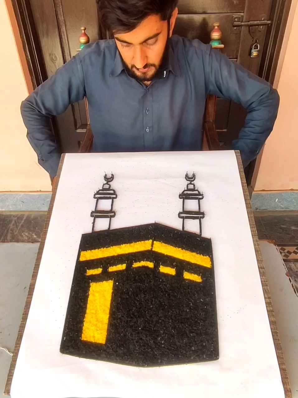 Kaaba Beautiful Painting With Gold Leaf #calligraphy #deaftiktokcreator #deaf 