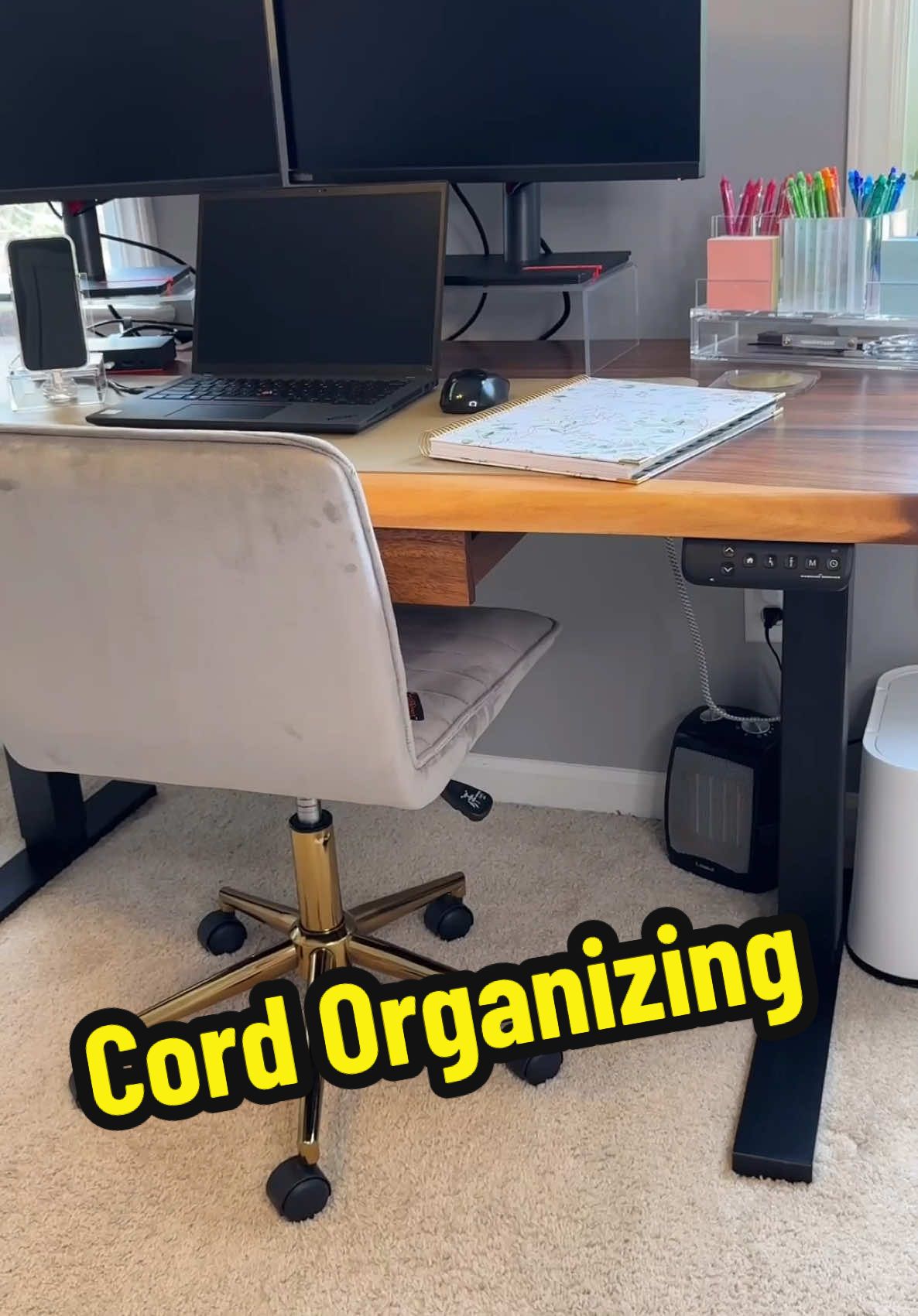 Replying to @halal wealth building 💸  Added a second monitor and my cords reached max capacity! Time for some re-organizing!!  #office #organizedhome #cordorganization #organizedoffice #desk #organizeddesk #asmr #asmrorganizing #reset #simplify #absolutelysimplified #fy #fyp