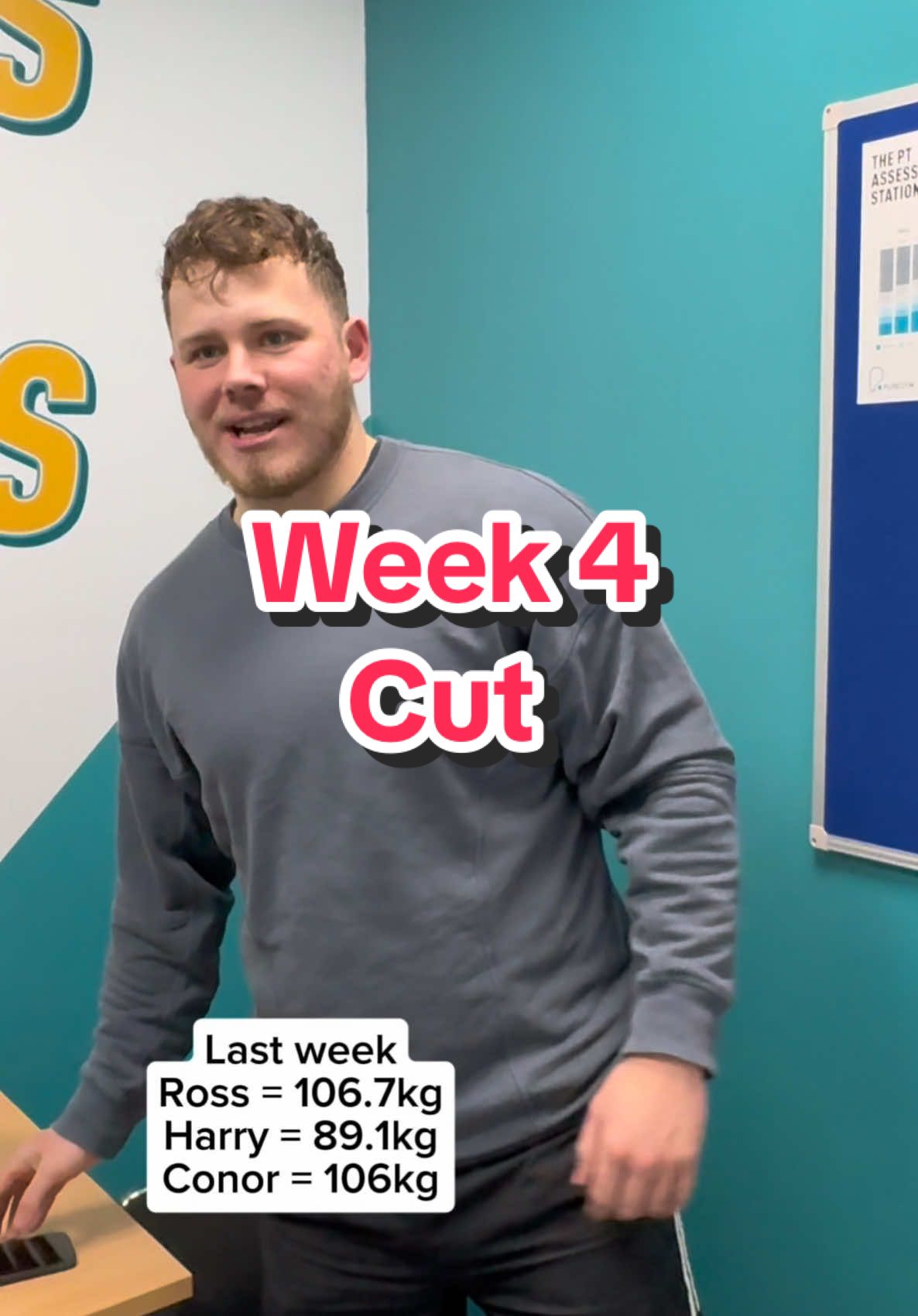 Last week weight: Ross = 106.7kg Conor = 106kg  Harry = 89.1kg @Ross  