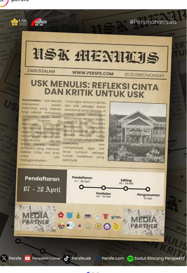 Cinta pada USK tak cukup dengan pujian. Tuliskan refleksi cinta dan kritik mu dalam Kompetisi USK Menulis! Karena setiap kritik adalah bentuk kepedulian untuk USK yang lebih baik. #USKMenulis2025 #KritikCintaUSK #Perspektif #FEB #USK