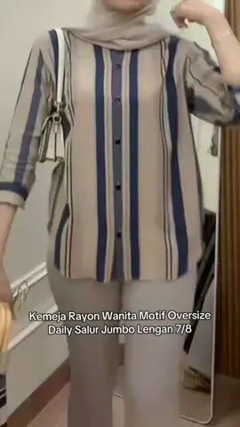 Kemeja Rayon Wanita Motif  Oversize Daily Salur Jumbo Lengan 7/8 • Kemeja Terbaru 2025 • Baju Laris Manis • Promo Spesial • Langsung Kirim Sekarang?? #kemejawanita #kemejakekinian #kemejarayon #bajuwanita #spesialpromo 