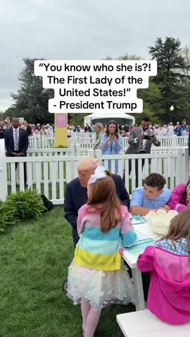 @President Donald J Trump introduces First Lady Melania Trump to the kids he is coloring with 🥹❤️ #maga #melaniatrump #donaldtrump #easter #whitehouse 
