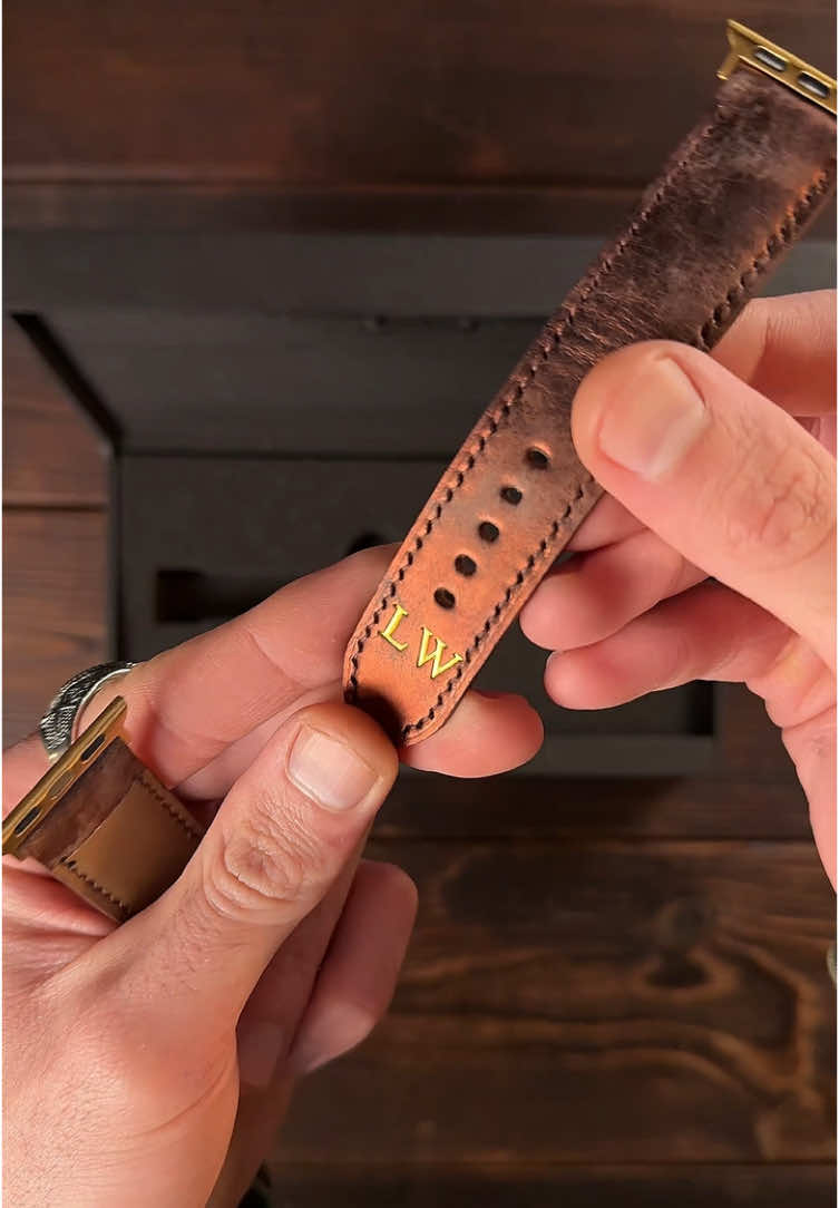 Replying to @Jack Tregear  Handcrafted leather strap for watch. #leatherwork #leathercraft #SmallBusiness #leatherband #leatherstrap #applewatchband 