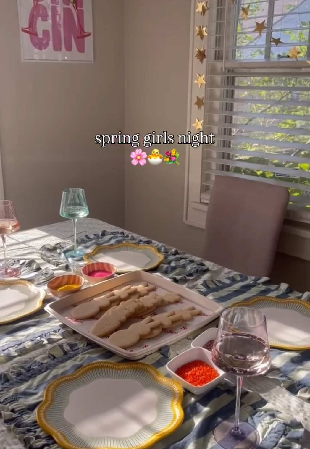 This is your sign to host a spring girls night! 💐🐰💖 We dressed in our cutest pastel spring colors, decorated seasonal cookies, and made a spring floral arrangement. #springvibes #springaesthetic #girlsnight #pinterestaesthetic 