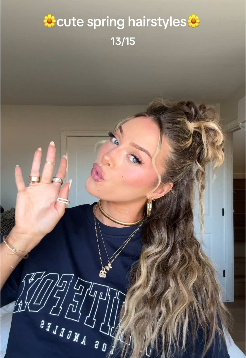 messy half bun created with Bobby pins to make it extra undone ✨🫶🏼 #hairtok #cutehairstyles #hairtutorial #hairideas #hairideas #hairinspo #springhairstyle 