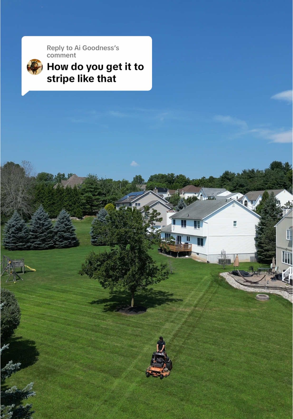 Replying to @Ai Goodness These tips will help you stripe your lawn and stand out from your neighbors #lawncare #satisfying #lawntok #fyp #chillinos #landscaping #grass #dadtok #grasstok #lawn #tips #lawntips #stripes