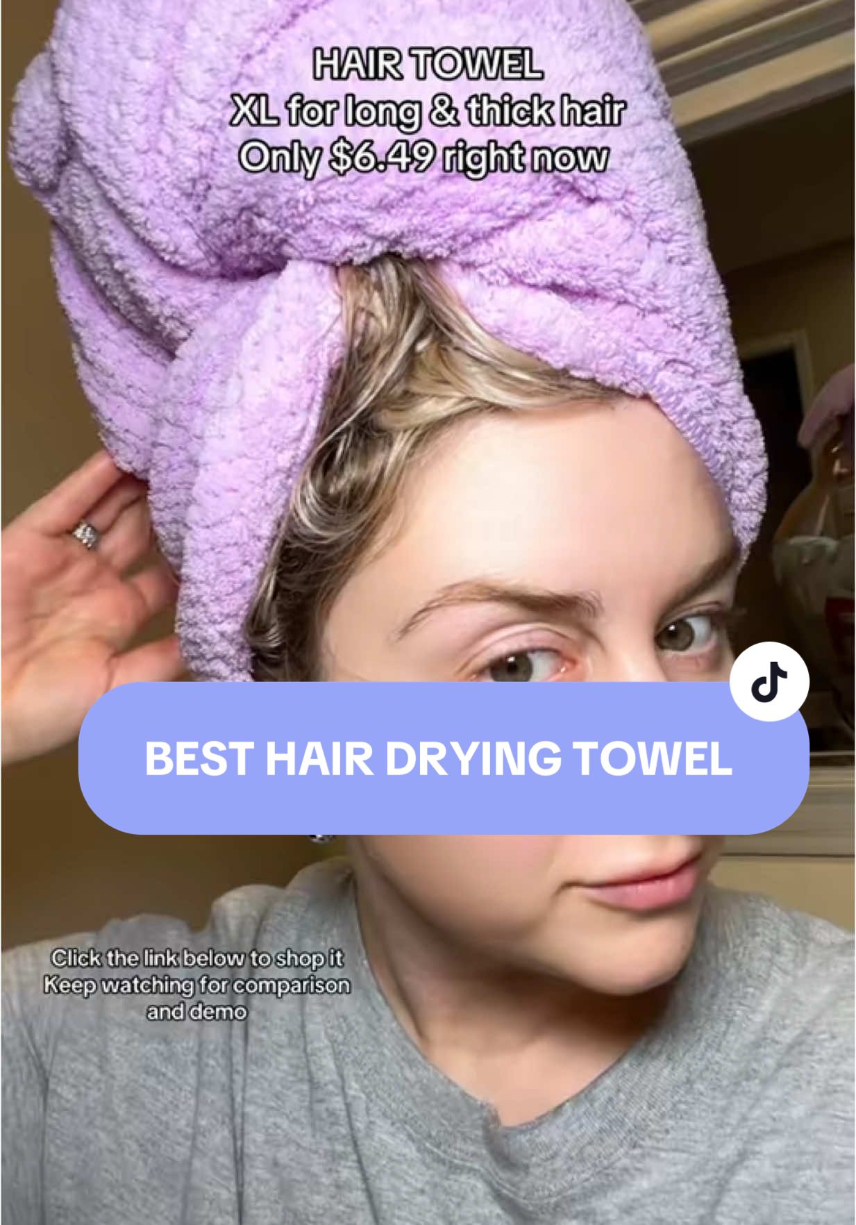 Seriously the best hair drying towel EVER made. And cheaper than the name brand! Everyone is getting as a gift this year! #giftsformom #giftsforwomen #hairdryingtowel #cheaperontiktok #tiktokshopfinds #showertok #lifehacks #CleanTok #skincaretips #HairCareTips 