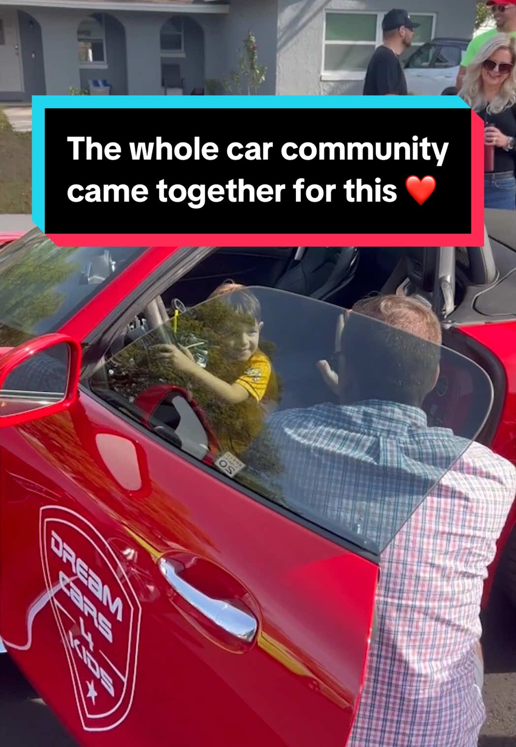 A mom asked online for one sports car to swing by for her son who loves cars, and THIS happened…🏎️ #humankind #sportscar #hopecore #goodnews #kindcore 