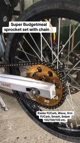 Maxspeed sprocket set budget meal lang! #maxspeed #sprocketset #chain #raiderfi #raider #raidercarb #smash #wave #xrm #motorcycle #fyp #foryoupage #foryou #fy 