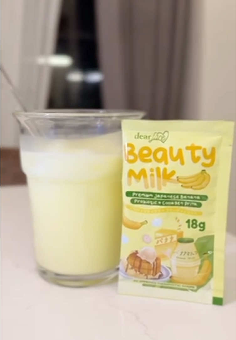 This is your sign to try our Beauty Milk Banana 🍌😍 A yummy drink that is good for your gut health.  You can get our Beauty Milk for only P429 via our official distributors and resellers NATIONWIDE! 🛍️📦 #DearFace #BeautyMilk #BeautyMilkBanana #Glow #GlowingSkin 